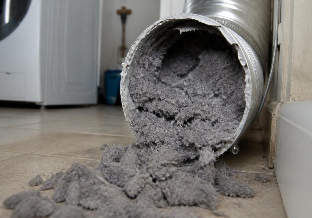Dryer vent line — before cleaning